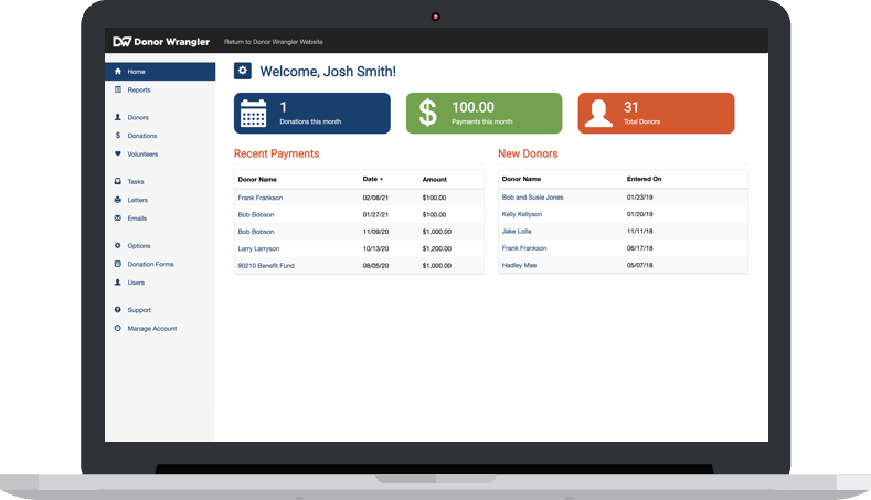 screenshot of Donor Wrangler